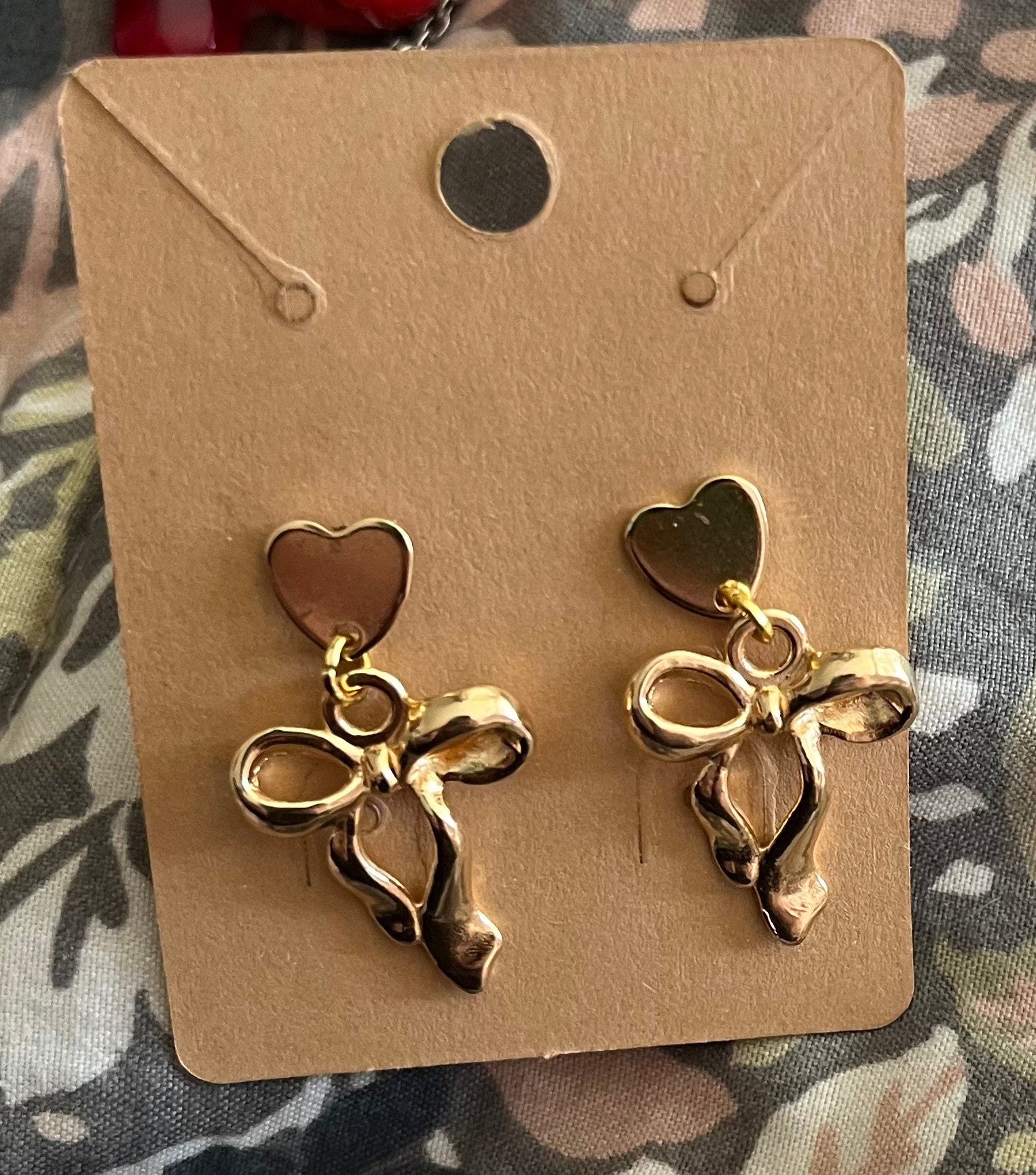 Handmade heart bow earrings