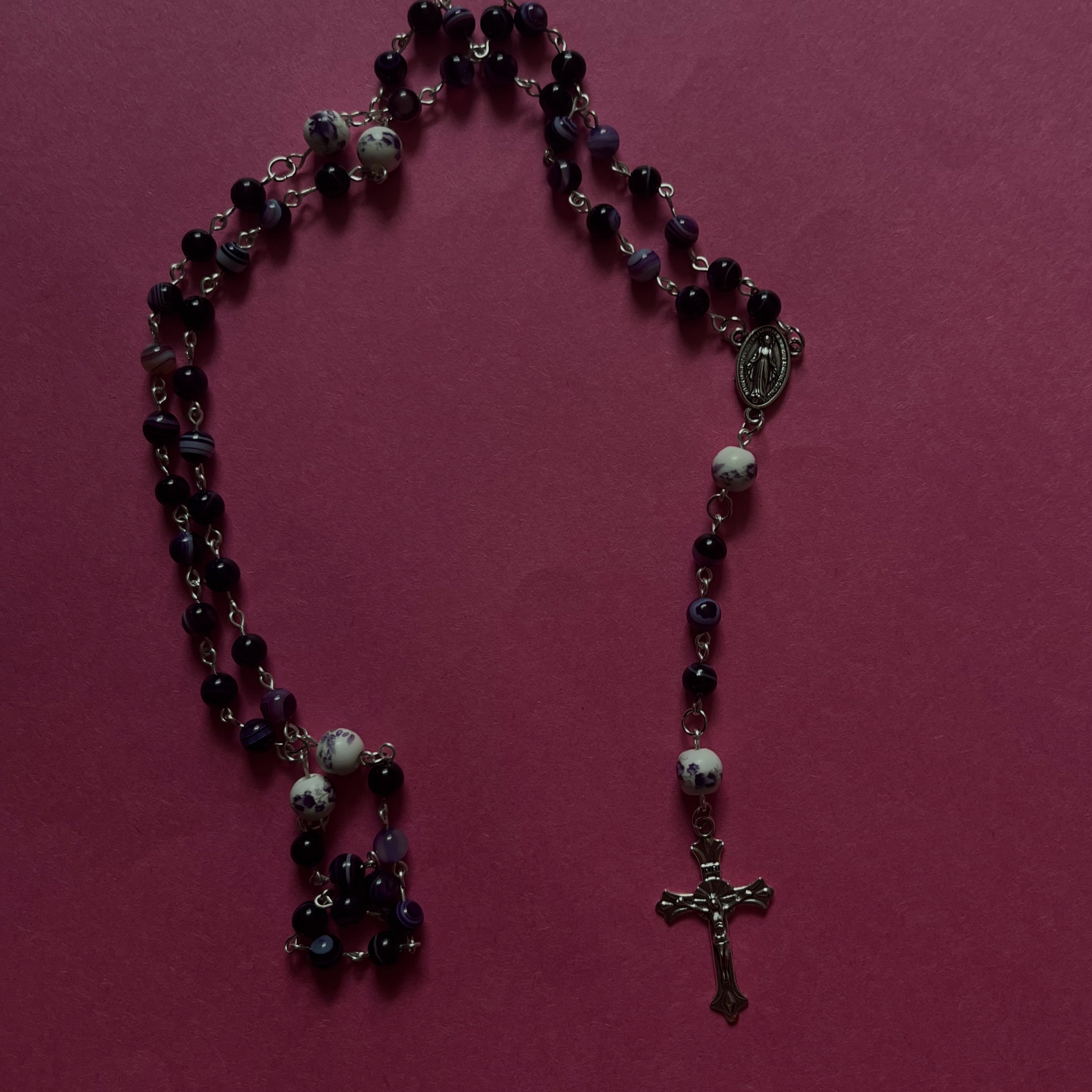 Handmade purple agate rosary